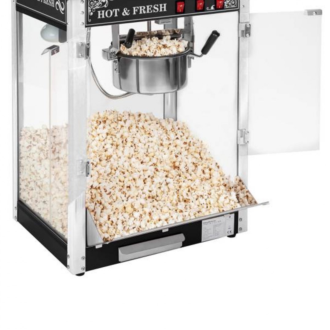 Profesjonalna wydajna maszyna do popcornu nastawna 230V 1.6kW czarna Royal Catering Profesjonalna wydajna maszyna do popcornu nastawna 230V 1.6kW czarna Royal Catering
