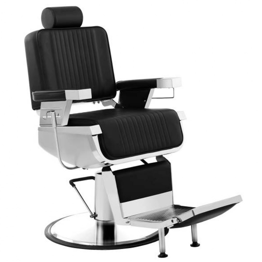 Profesjonalny fotel fryzjerski barberski z podnóżkiem obrotowy LUXURIA Physa czarny Physa