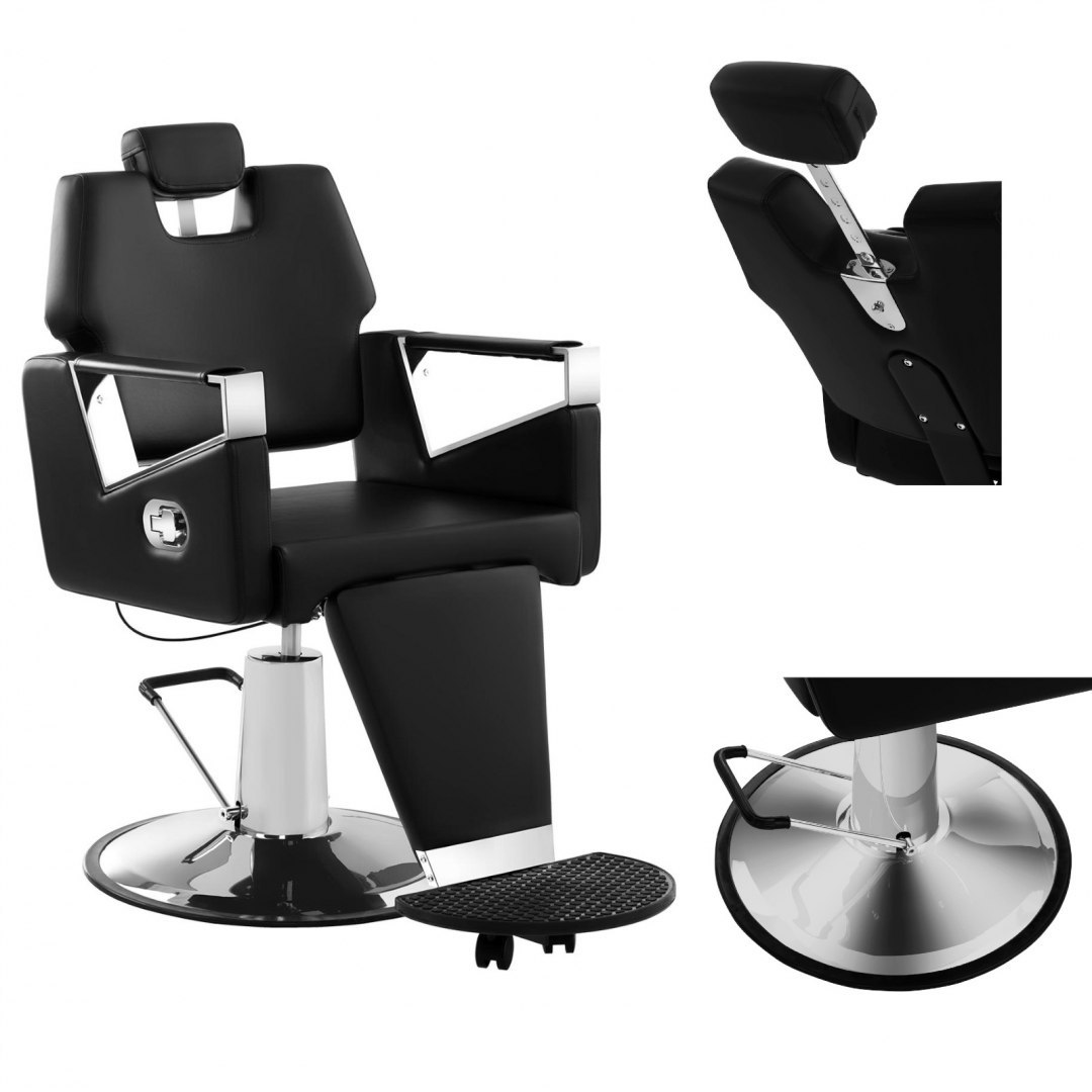 Profesjonalny fotel fryzjerski barberski z podnóżkiem obrotowy TURIN Physa czarny Physa Profesjonalny fotel fryzjerski barberski z podnóżkiem obrotowy TURIN Physa czarny Physa