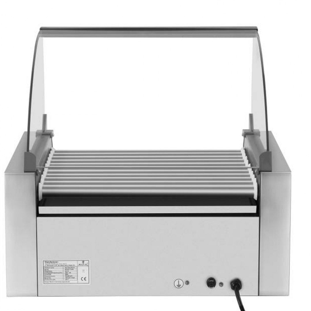 Roller grill rolkowy z osłoną i szufladą grzewczą do bułek 20 parówek HotDog 2600W 230V Royal Catering Royal Catering Roller grill rolkowy z osłoną i szufladą grzewczą do bułek 20 parówek HotDog 2600W 230V Royal Catering Royal Catering