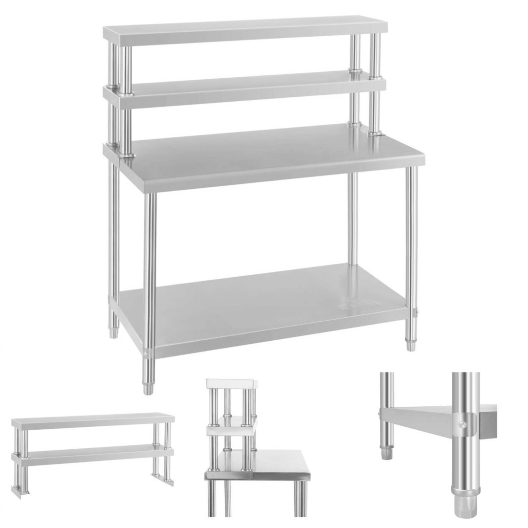 Stół roboczy gastronomiczny ze stali nierdzewnej z nadstawką 120x60cm Royal Catering Stół roboczy gastronomiczny ze stali nierdzewnej z nadstawką 120x60cm Royal Catering