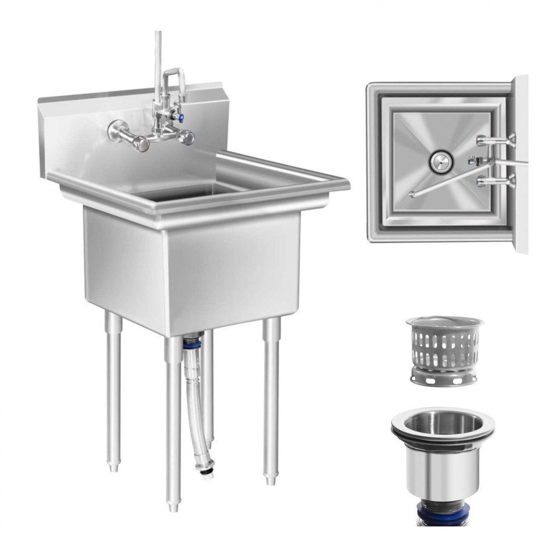 Zlew gastronomiczny ze stali nierdzewnej basen jednokomorowy 60x58cm Royal Catering Zlew gastronomiczny ze stali nierdzewnej basen jednokomorowy 60x58cm Royal Catering