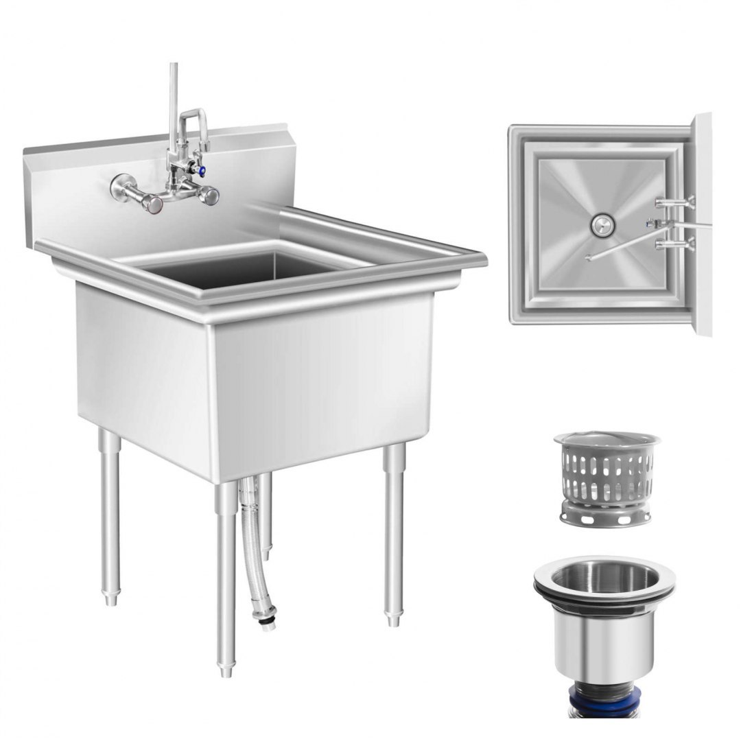 Zlew gastronomiczny ze stali nierdzewnej basen jednokomorowy 75x75cm Royal Catering Zlew gastronomiczny ze stali nierdzewnej basen jednokomorowy 75x75cm Royal Catering