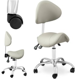 Krzesło kosmetyczne siodłowe z oparciem obrotowe regulowane MANNHEIM GREY szare Physa