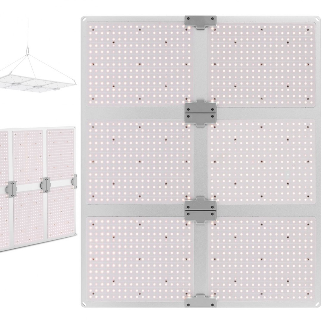 Lampa do uprawy wzrostu roślin pełne spektrum 72 x 60 cm 1404 LED 600 W srebrna Hillvert Lampa do uprawy wzrostu roślin pełne spektrum 72 x 60 cm 1404 LED 600 W srebrna Hillvert
