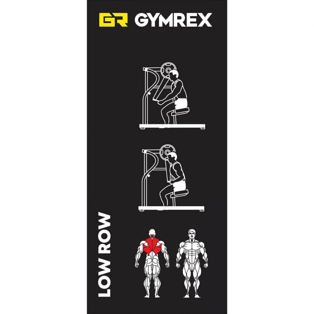 Maszyna urządzenie do treningu mięśni grzbietu pleców czworobocznych na wolny ciężar LOW ROW GYMREX Maszyna urządzenie do treningu mięśni grzbietu pleców czworobocznych na wolny ciężar LOW ROW GYMREX