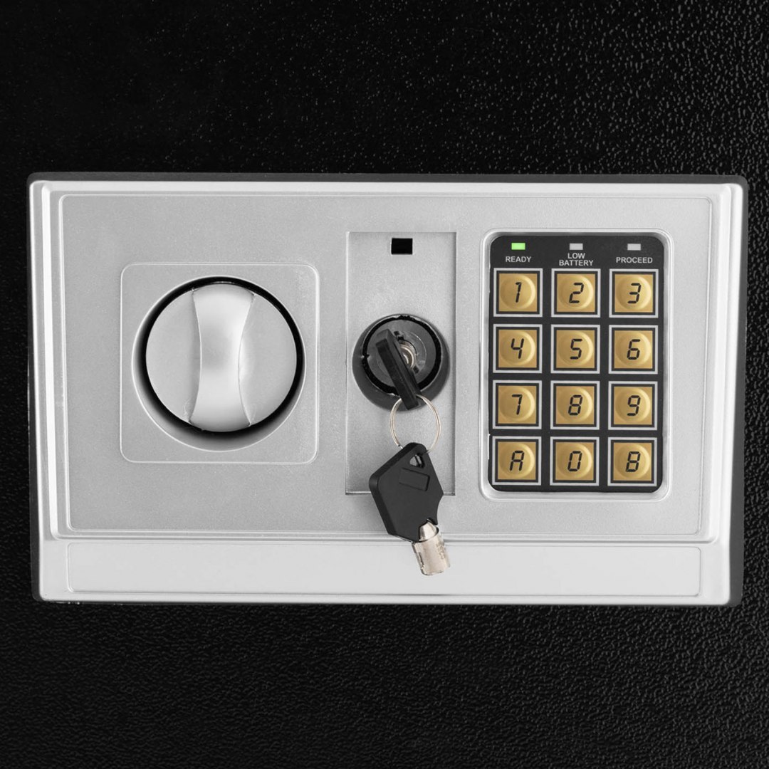 Sejf elektroniczy domowy biurowy z zamkiem szyfrowym stalowy 35x34.5x50 cm Stamony Sejf elektroniczy domowy biurowy z zamkiem szyfrowym stalowy 35x34.5x50 cm Stamony