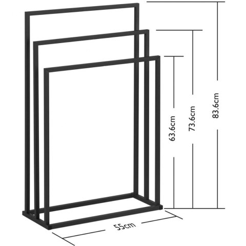 Stojak wieszak na 3 ręczniki wolnostojący podłogowy STAL 55 x 21.5 x 84 cm ciemnoszary Physa Stojak wieszak na 3 ręczniki wolnostojący podłogowy STAL 55 x 21.5 x 84 cm ciemnoszary Physa