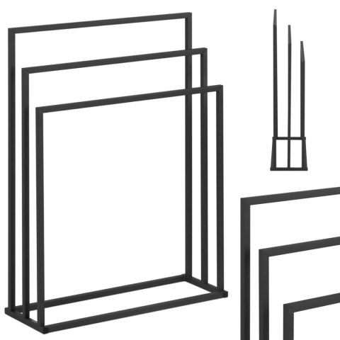Stojak wieszak na 3 ręczniki wolnostojący podłogowy STAL 65 x 21.5 x 84 cm ciemnoszary Physa Stojak wieszak na 3 ręczniki wolnostojący podłogowy STAL 65 x 21.5 x 84 cm ciemnoszary Physa