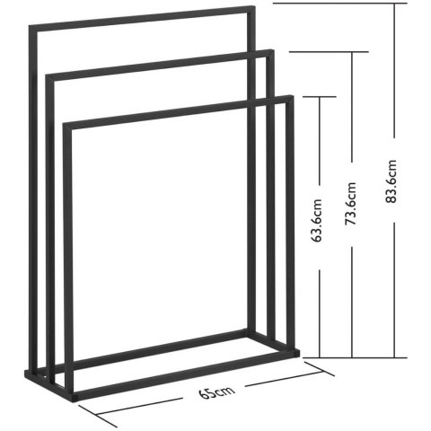 Stojak wieszak na 3 ręczniki wolnostojący podłogowy STAL 65 x 21.5 x 84 cm ciemnoszary Physa Stojak wieszak na 3 ręczniki wolnostojący podłogowy STAL 65 x 21.5 x 84 cm ciemnoszary Physa