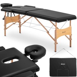 Stół łóżko do masażu drewniane przenośne składane Toulouse Black do 227 kg czarne Physa