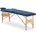 Stół łóżko do masażu drewniane przenośne składane Toulouse Blue do 227 kg niebieskie Physa