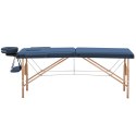 Stół łóżko do masażu drewniane przenośne składane Toulouse Blue do 227 kg niebieskie Physa