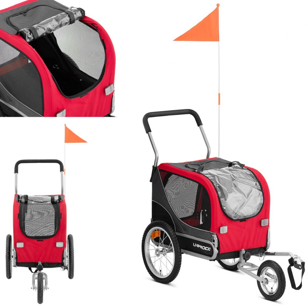 Wózek przyczepka rowerowa transportowa z plandeką do przewozu zwierząt psów do 20 kg UNIPRODO Wózek przyczepka rowerowa transportowa z plandeką do przewozu zwierząt psów do 20 kg UNIPRODO