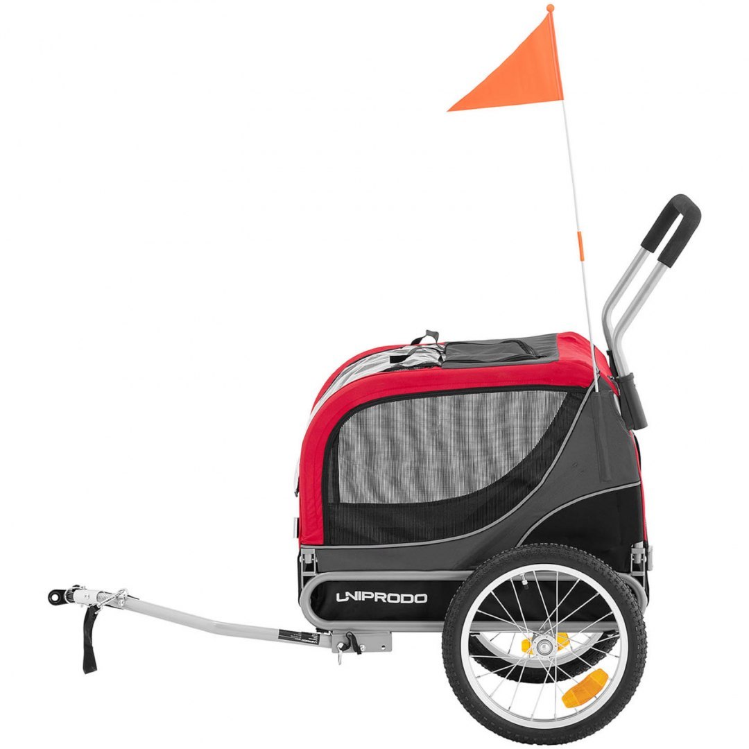 Wózek przyczepka rowerowa transportowa z plandeką do przewozu zwierząt psów do 20 kg UNIPRODO Wózek przyczepka rowerowa transportowa z plandeką do przewozu zwierząt psów do 20 kg UNIPRODO