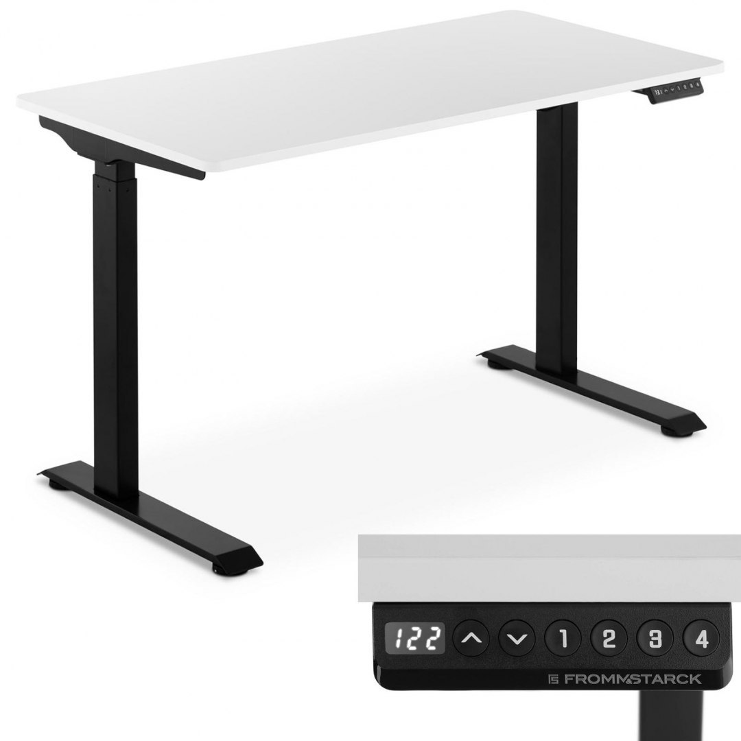 Biurko z regulacją wysokości eletryczne blat 120x60 cm wys. 730-1233 mm BIAŁO-CZARNE FROMM&STARCK Biurko z regulacją wysokości eletryczne blat 120x60 cm wys. 730-1233 mm BIAŁO-CZARNE FROMM&STARCK