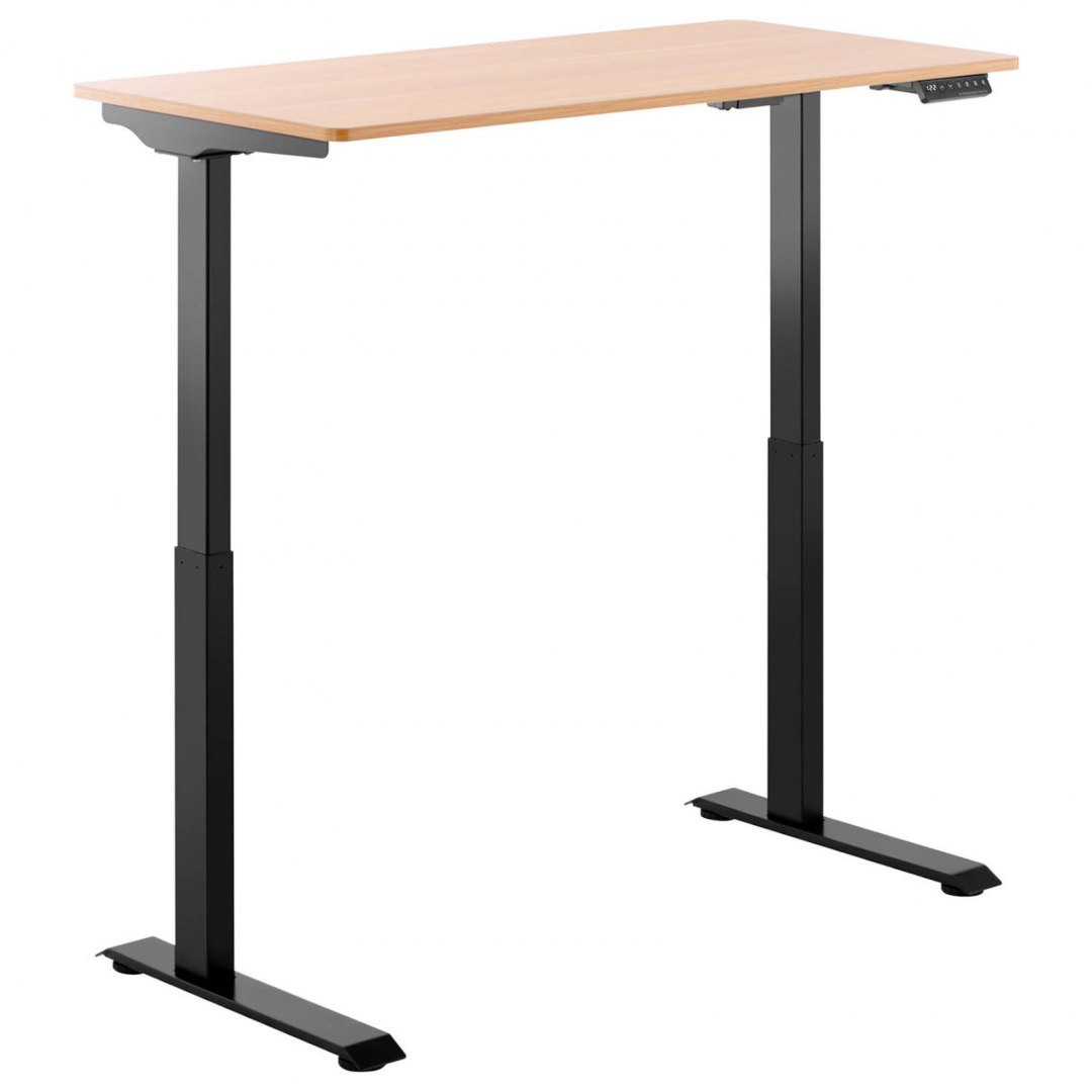 Biurko z regulacją wysokości eletryczne blat 120x60 cm wys. 730-1233 mm CZARNO-BRĄZOWE FROMM&STARCK Biurko z regulacją wysokości eletryczne blat 120x60 cm wys. 730-1233 mm CZARNO-BRĄZOWE FROMM&STARCK