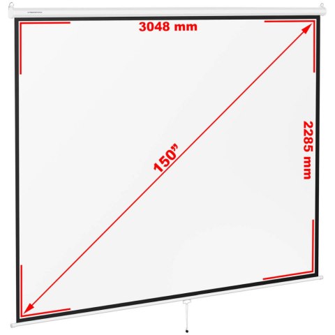 Ekran do projektora półautomatyczny ścienny sufitowy matowy biały 150'' 312.8x239 cm 4:3 FROMM&amp;STARCK