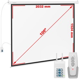 Ekran projekcyjny elekryczny ścienny sufitowy matowy biały 100'' 211x160 cm 4:3 FROMM&amp;STARCK