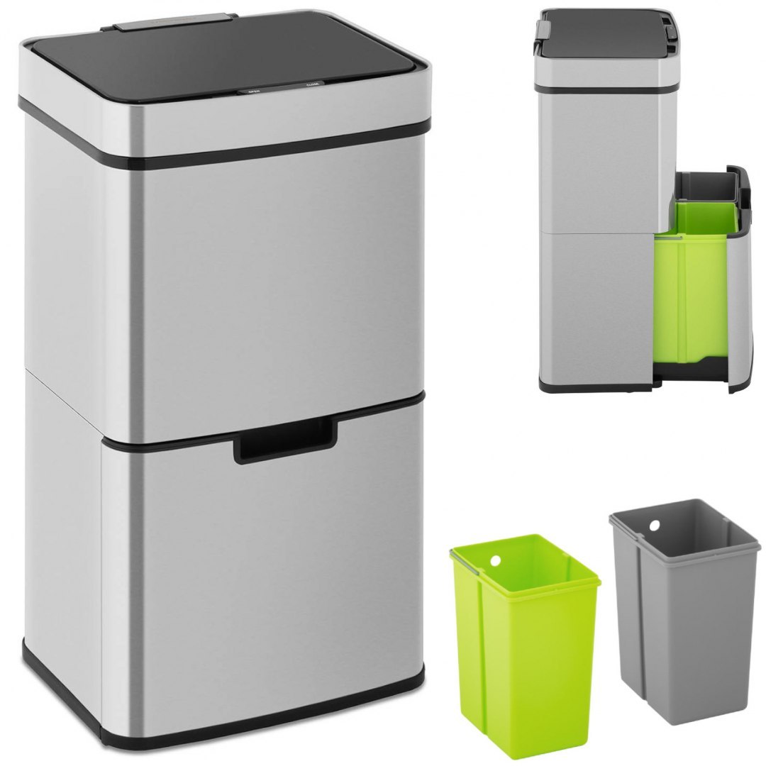 Kosz na śmieci automatyczny bezdotykowy z czujnikiem ruchu 30 cm - 3 kosze 62 l FROMM&STARCK Kosz na śmieci automatyczny bezdotykowy z czujnikiem ruchu 30 cm - 3 kosze 62 l FROMM&STARCK