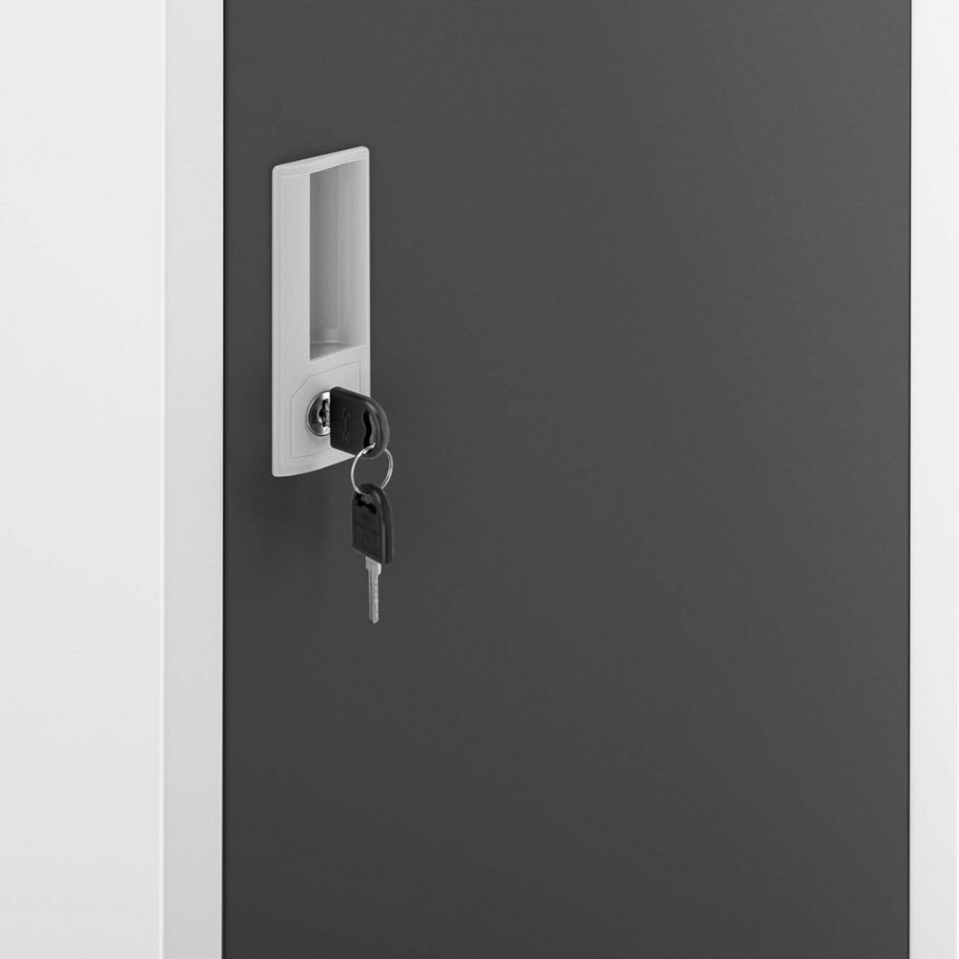 Szafa skrytka socjalna ubraniowa metalowa zamykana 1-drzwiowa wys. 180 cm SZARA FROMM&amp;STARCK