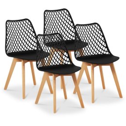 Krzesło skandynawskie z drewnianymi nogami do domu restauracji maks. 150 kg 4 szt. CZARNE FROMM&STARCK
