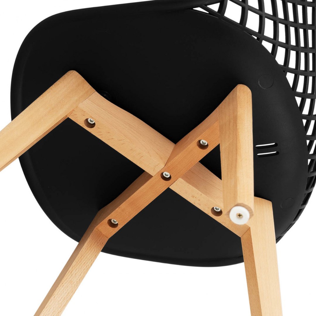 Krzesło skandynawskie z drewnianymi nogami do domu restauracji maks. 150 kg 4 szt. CZARNE FROMM&amp;STARCK