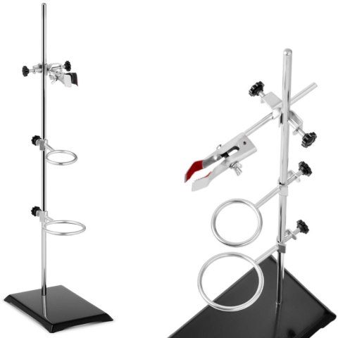 Statyw stojak laboratoryjny z wyposażeniem 1 uchwyt 2 pierścienie 50 mm 70 mm Steinberg Systems Statyw stojak laboratoryjny z wyposażeniem 1 uchwyt 2 pierścienie 50 mm 70 mm Steinberg Systems