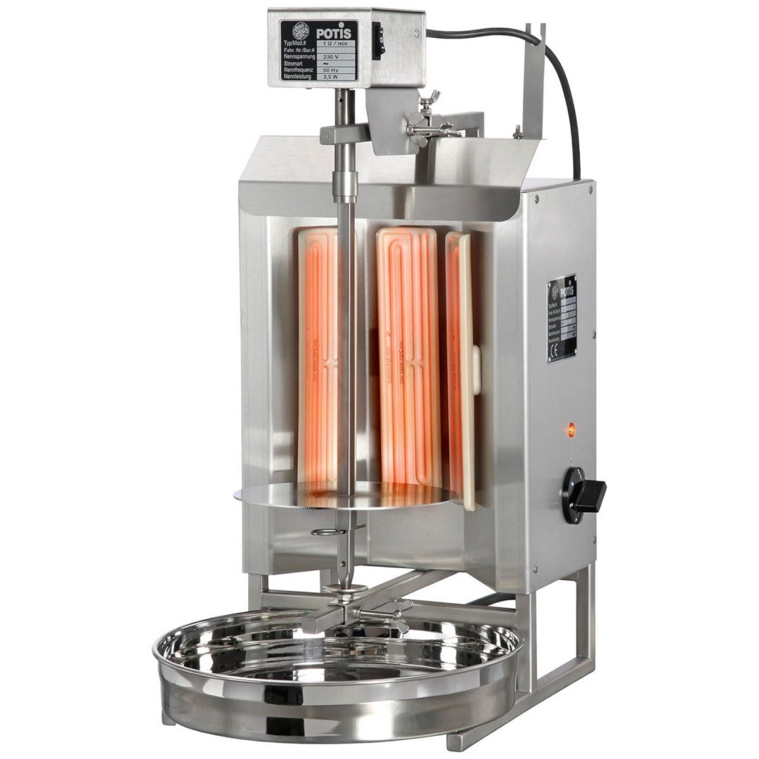 Grill piec opiekacz do kebaba gyrosa elektryczny nierdzewny POTIS wsad 7 kg 230 V 3 kW POTIS