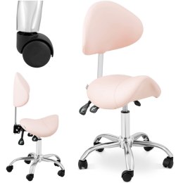 Krzesło kosmetyczne siodłowe z oparciem obrotowe regulowane MANNHEIM POWDER PINK różowe Physa