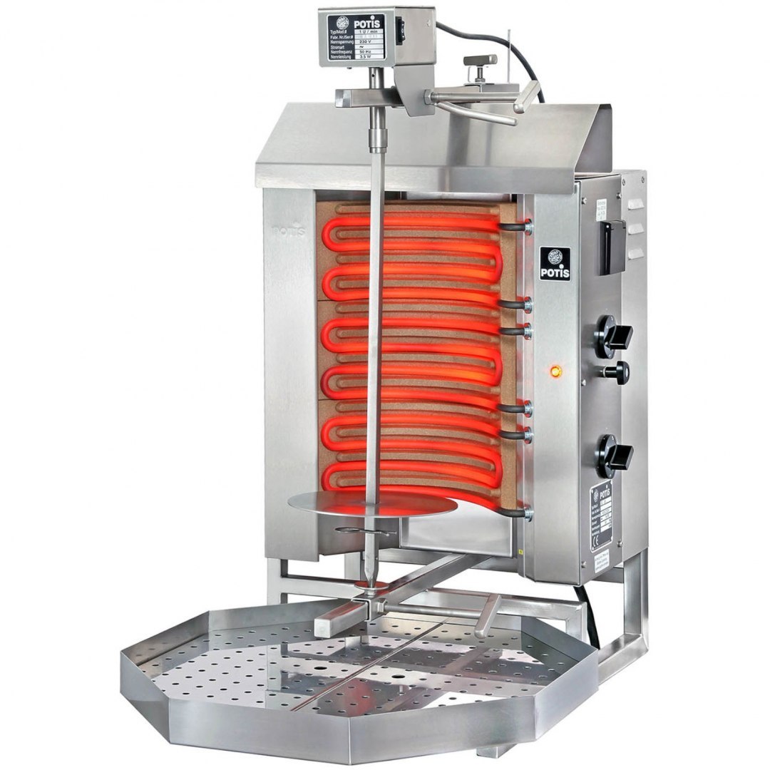 Piec grill opiekacz do kebaba gyrosa elektryczny pionowy POTIS wsad 15 kg 400 V 4.5 kW POTIS Piec grill opiekacz do kebaba gyrosa elektryczny pionowy POTIS wsad 15 kg 400 V 4.5 kW POTIS