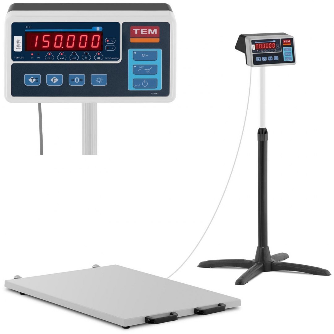 Waga platformowa weterynaryjna skalibrowana 150/0.05 kg 650x950 mm LED TEM Waga platformowa weterynaryjna skalibrowana 150/0.05 kg 650x950 mm LED TEM