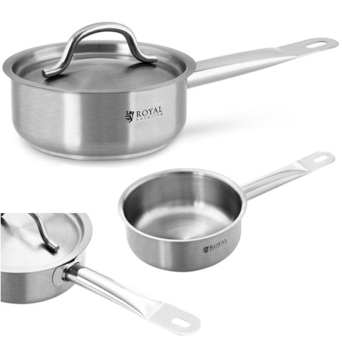 Rondel z pokrywką ze stali nierdzewnej grube dno 4mm 0.9L Royal Catering Rondel z pokrywką ze stali nierdzewnej grube dno 4mm 0.9L Royal Catering