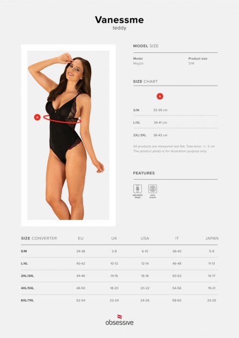 Body Vanessme Czarne Czarny XXL/XXXL Body Vanessme Czarne Czarny XXL/XXXL