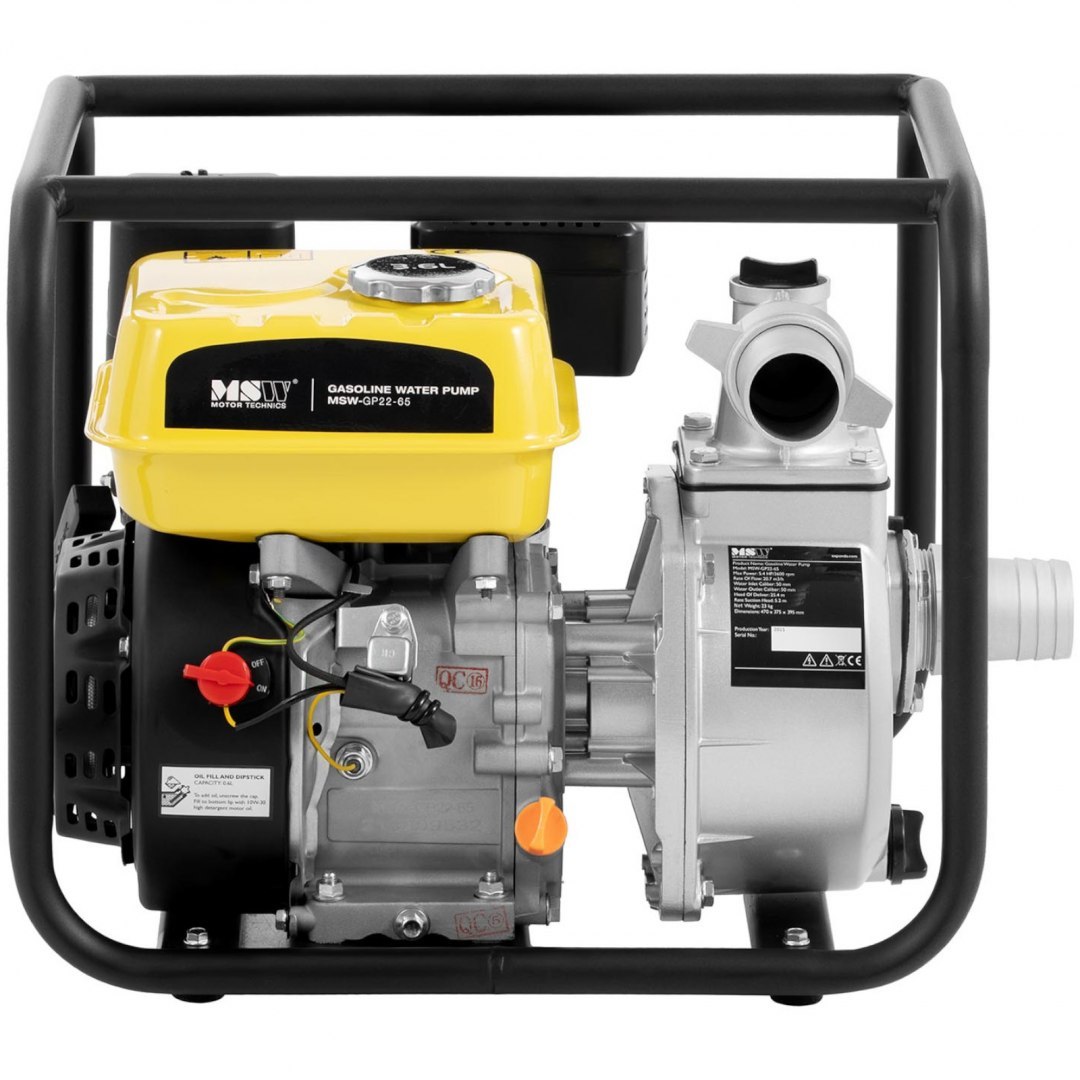 Motopompa pompa spalinowa do wody 6.5 KM 3.6 l 3600 obr./min MSW Motopompa pompa spalinowa do wody 6.5 KM 3.6 l 3600 obr./min MSW