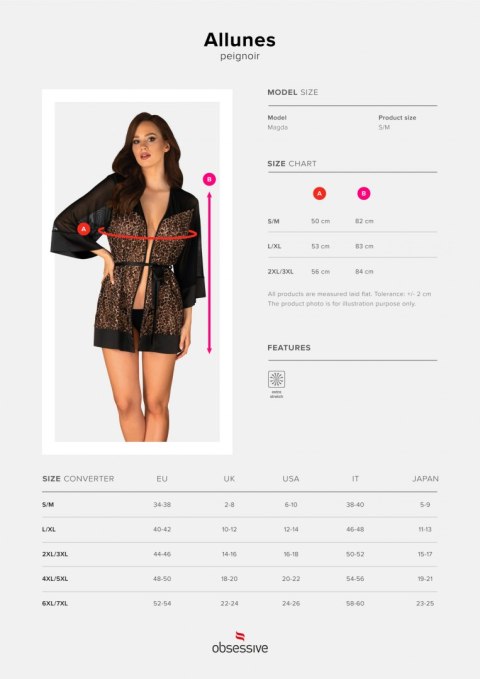 Peniuar Allunes Czarny S/M Peniuar Allunes Czarny S/M