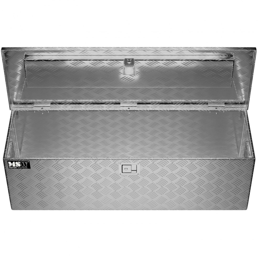 Skrzynia narzędziowa transportowa aluminiowa zamykana na klucz 150 l 124 x 38.5 x 38.5 cm MSW Skrzynia narzędziowa transportowa aluminiowa zamykana na klucz 150 l 124 x 38.5 x 38.5 cm MSW