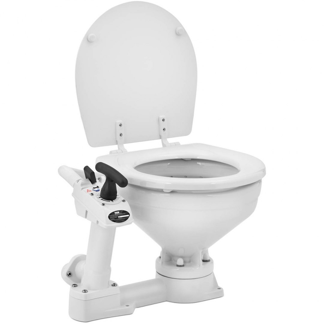 Toaleta jachtowa stacjonarna ceramiczna z pompką ręczną 230 x 210 mm MSW Toaleta jachtowa stacjonarna ceramiczna z pompką ręczną 230 x 210 mm MSW