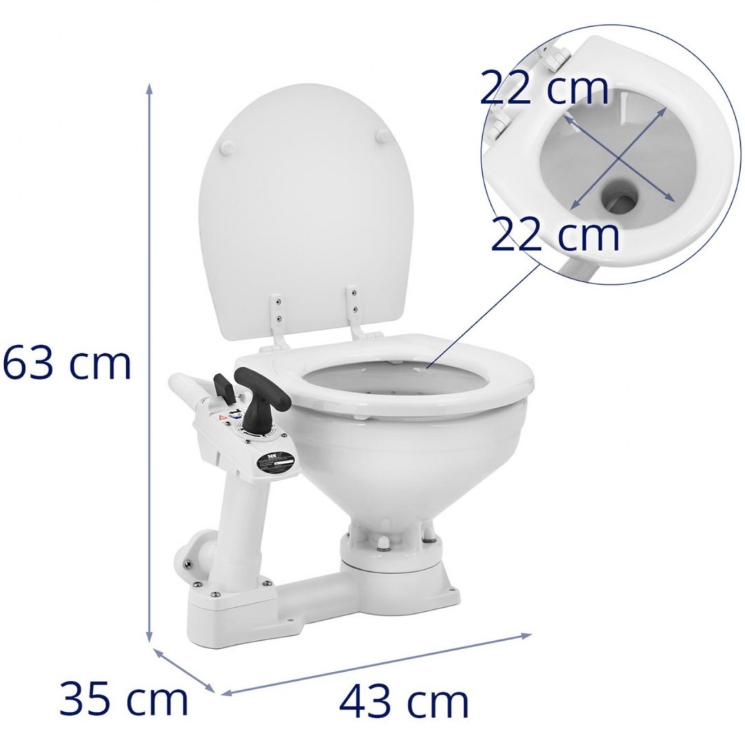 Toaleta jachtowa stacjonarna ceramiczna z pompką ręczną 230 x 210 mm MSW Toaleta jachtowa stacjonarna ceramiczna z pompką ręczną 230 x 210 mm MSW