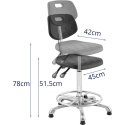 Krzesło robocze warsztatowe z oparciem podnóżkiem CHROM do 120 kg 515-780 mm czarne FROMM&amp;STARCK