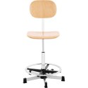Krzesło robocze warsztatowe z oparciem podnóżkiem ze sklejki CHROM do 120 kg 550-800 mm FROMM&amp;STARCK