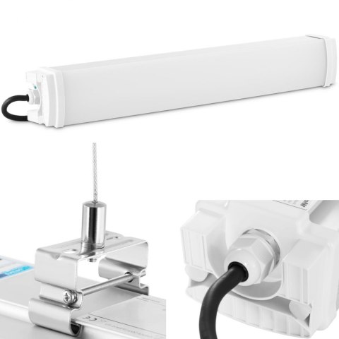 Lampa oprawa LED wodoodporna hermetyczna do magazynu warsztatu IP65 2200 lm 60 cm 20 W WIESENFIELD Lampa oprawa LED wodoodporna hermetyczna do magazynu warsztatu IP65 2200 lm 60 cm 20 W WIESENFIELD