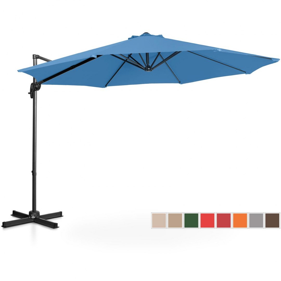 Parasol ogrodowy na wysięgniku bocznym uchylny okrągły śr. 300 cm niebieski UNIPRODO Parasol ogrodowy na wysięgniku bocznym uchylny okrągły śr. 300 cm niebieski UNIPRODO