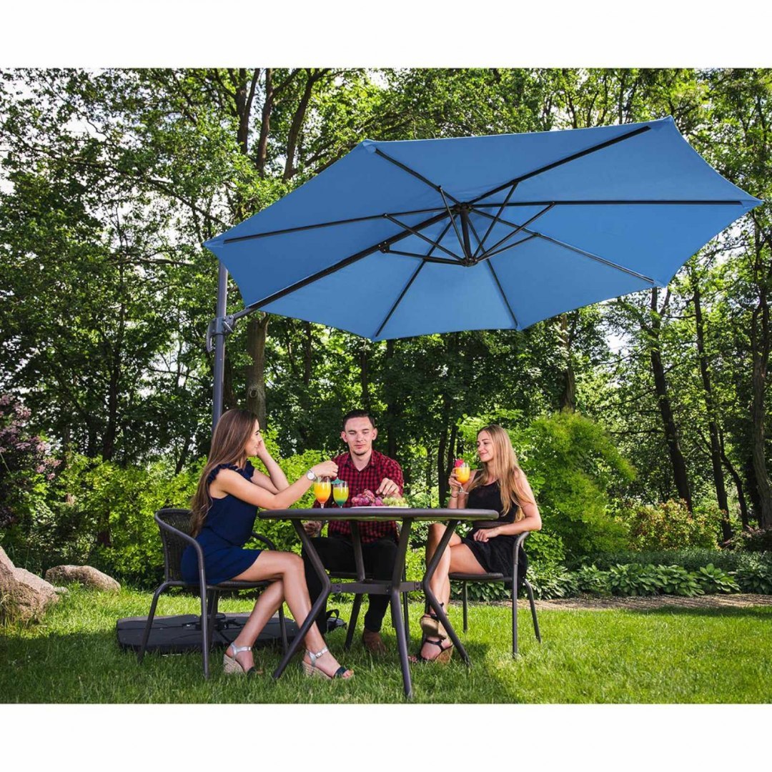 Parasol ogrodowy na wysięgniku bocznym uchylny okrągły śr. 300 cm niebieski UNIPRODO Parasol ogrodowy na wysięgniku bocznym uchylny okrągły śr. 300 cm niebieski UNIPRODO