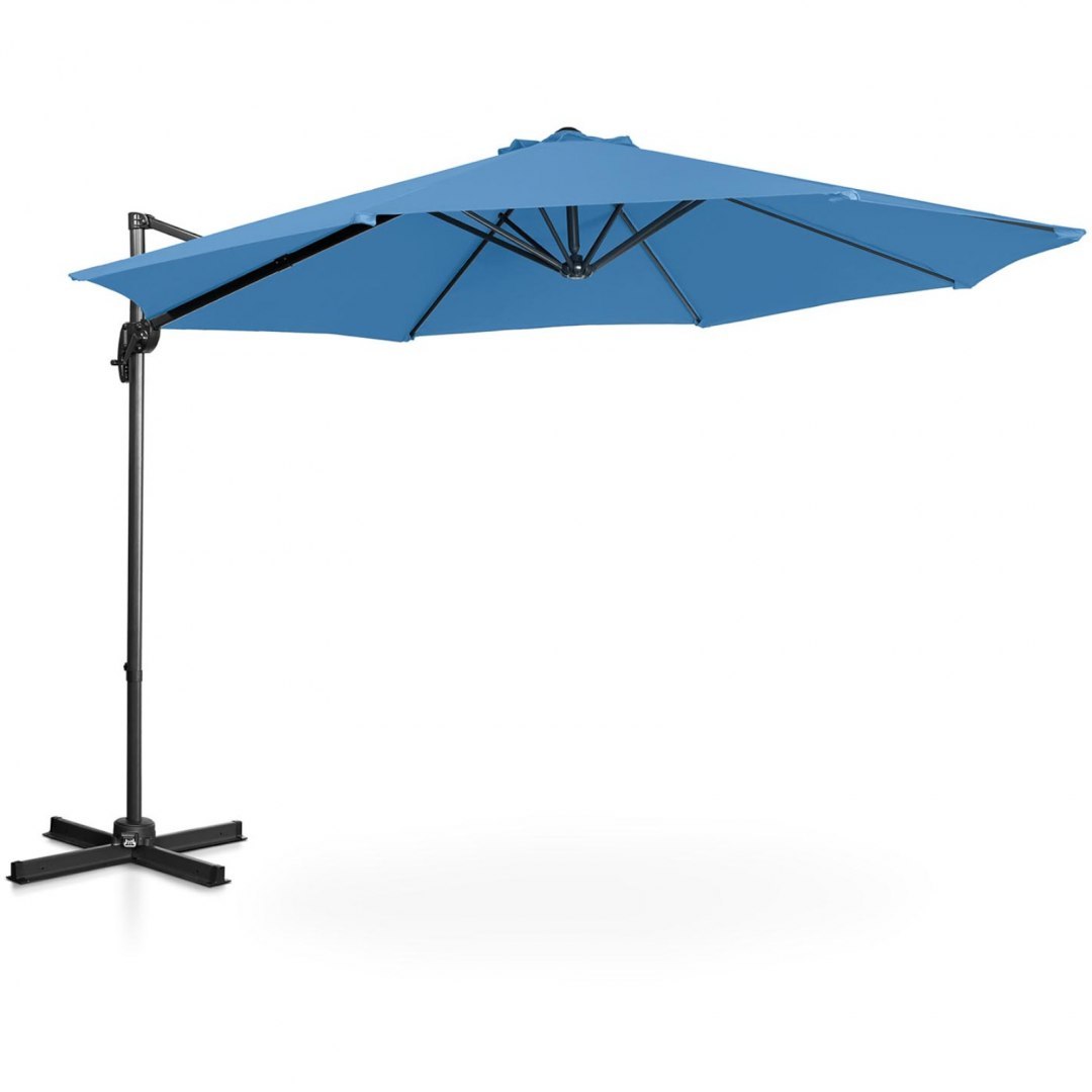 Parasol ogrodowy na wysięgniku bocznym uchylny okrągły śr. 300 cm niebieski UNIPRODO Parasol ogrodowy na wysięgniku bocznym uchylny okrągły śr. 300 cm niebieski UNIPRODO