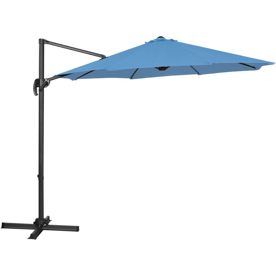 Parasol ogrodowy na wysięgniku bocznym uchylny okrągły śr. 300 cm niebieski UNIPRODO Parasol ogrodowy na wysięgniku bocznym uchylny okrągły śr. 300 cm niebieski UNIPRODO