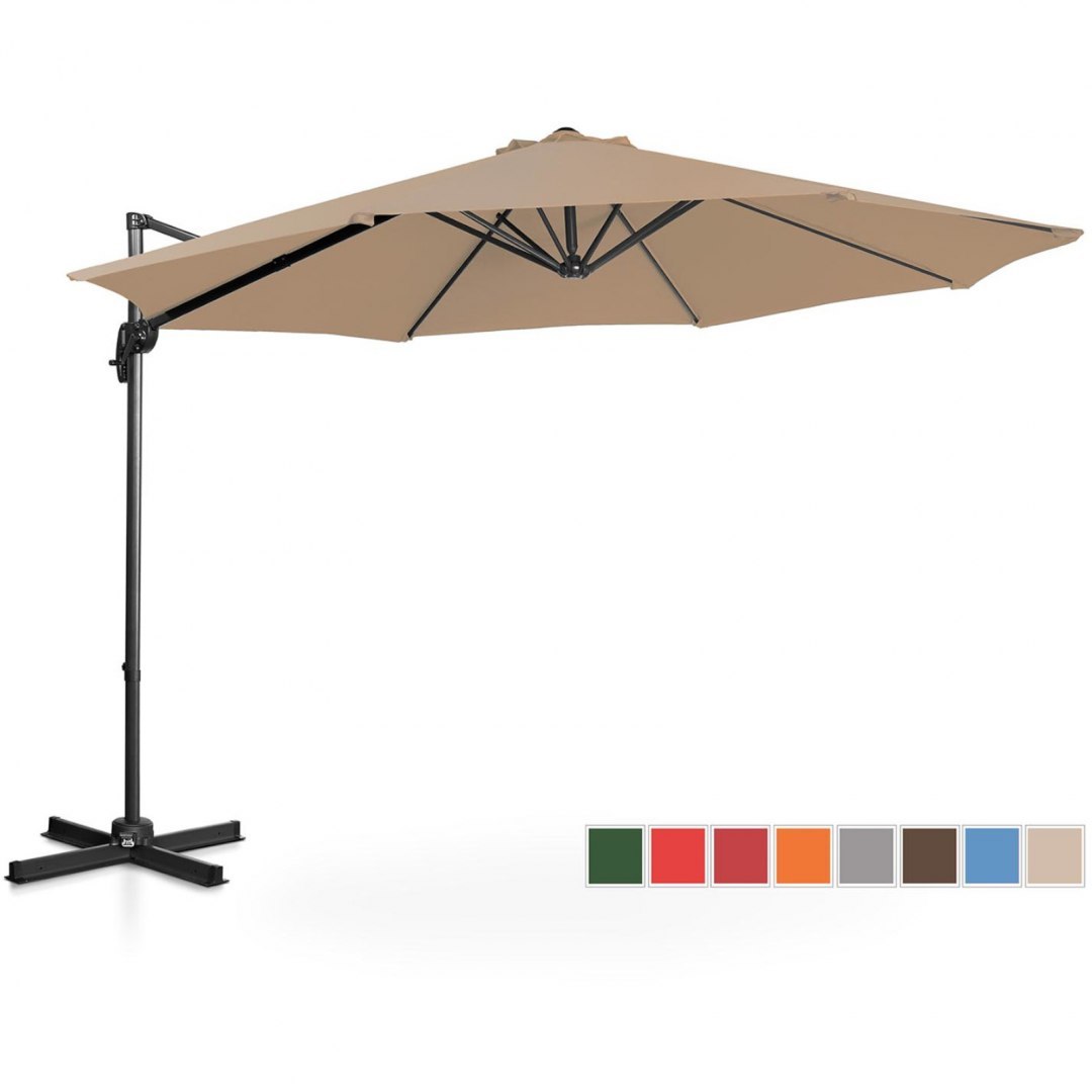 Parasol ogrodowy na wysięgniku bocznym uchylny okrągły śr. 300 cm szarobrązowy UNIPRODO Parasol ogrodowy na wysięgniku bocznym uchylny okrągły śr. 300 cm szarobrązowy UNIPRODO