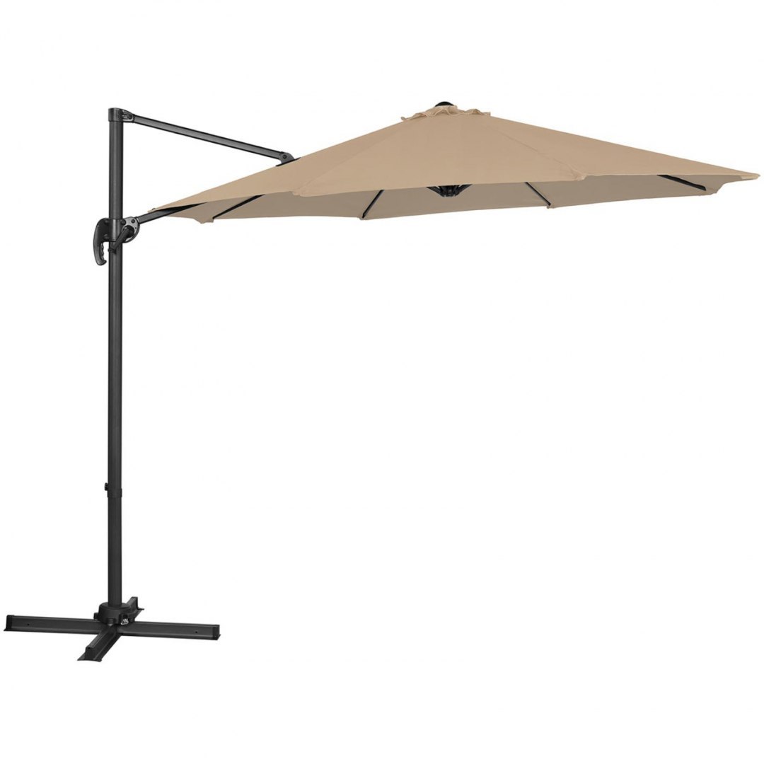 Parasol ogrodowy na wysięgniku bocznym uchylny okrągły śr. 300 cm szarobrązowy UNIPRODO Parasol ogrodowy na wysięgniku bocznym uchylny okrągły śr. 300 cm szarobrązowy UNIPRODO