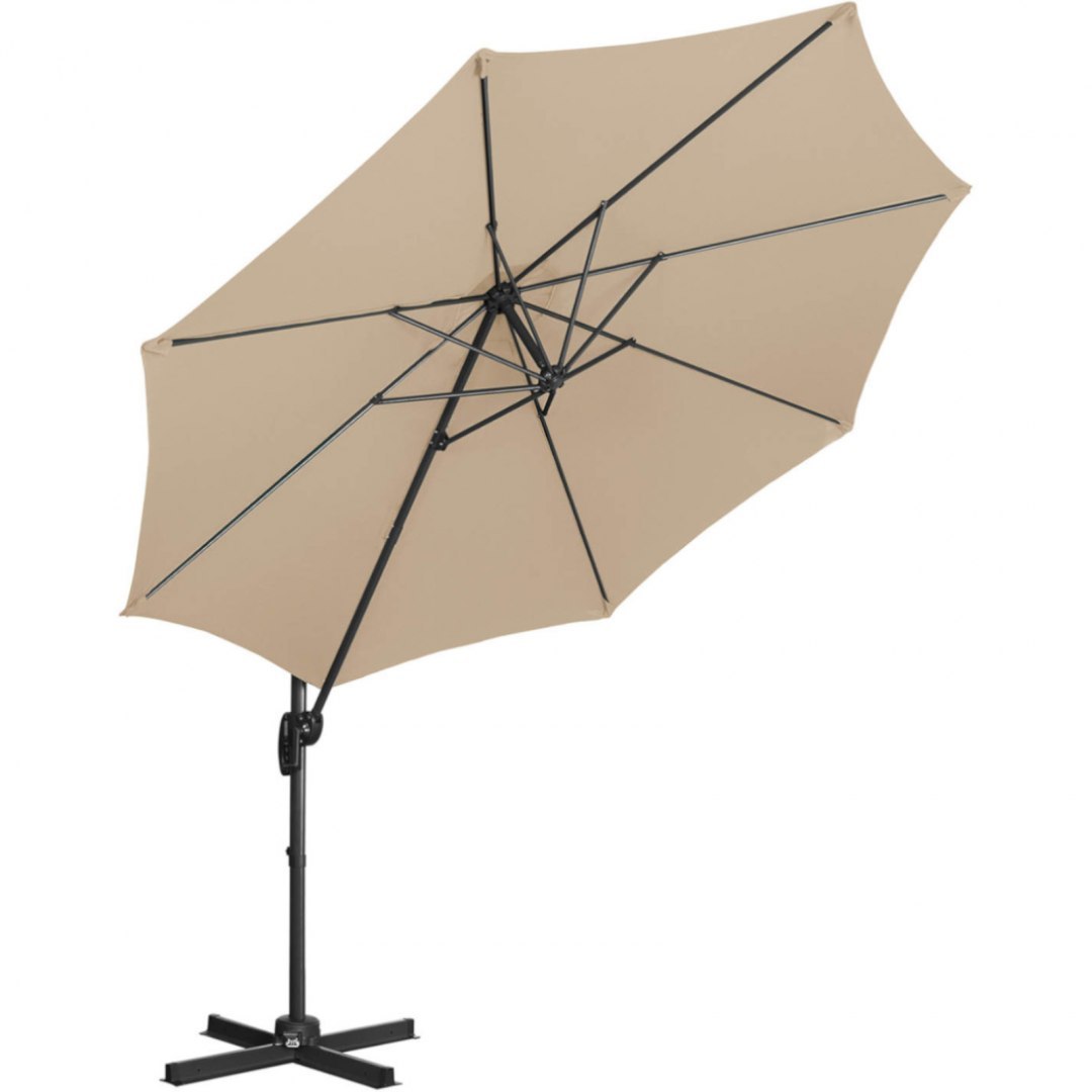Parasol ogrodowy na wysięgniku bocznym uchylny okrągły śr. 300 cm szarobrązowy UNIPRODO Parasol ogrodowy na wysięgniku bocznym uchylny okrągły śr. 300 cm szarobrązowy UNIPRODO