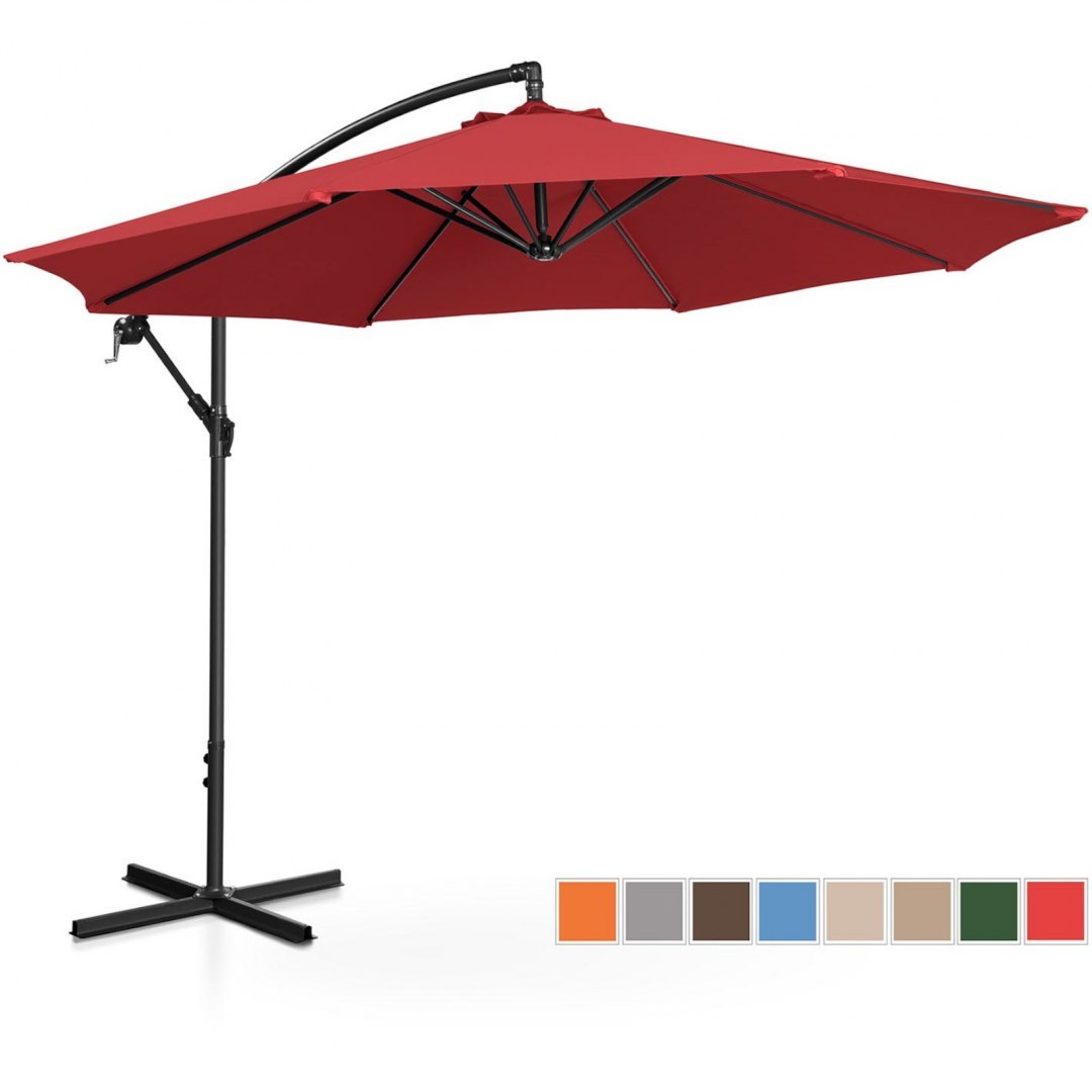 Parasol ogrodowy na wysięgniku okrągły uchylny śr. 300 cm bordowy UNIPRODO Parasol ogrodowy na wysięgniku okrągły uchylny śr. 300 cm bordowy UNIPRODO